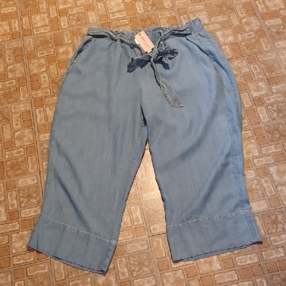 Philosophy Light Blue Wide Leg Cropped Pants Size 1xlarge